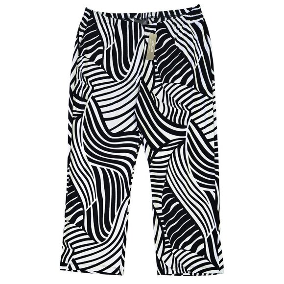 Chico's Travelers NWT Black White Abstract Swirl Pull On No Tummy Pants PETITE - Picture 1 of 9